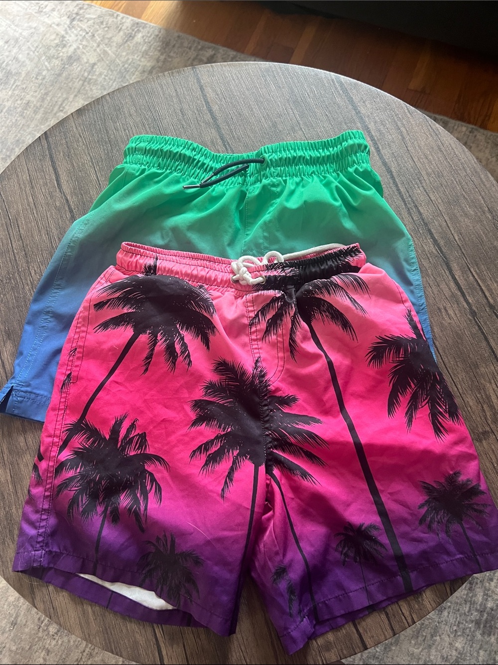 Boys Gradient Palm-Print Swim Shorts - Pink/Green
